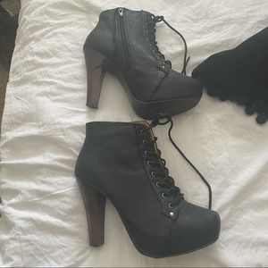 Block heeled booties
